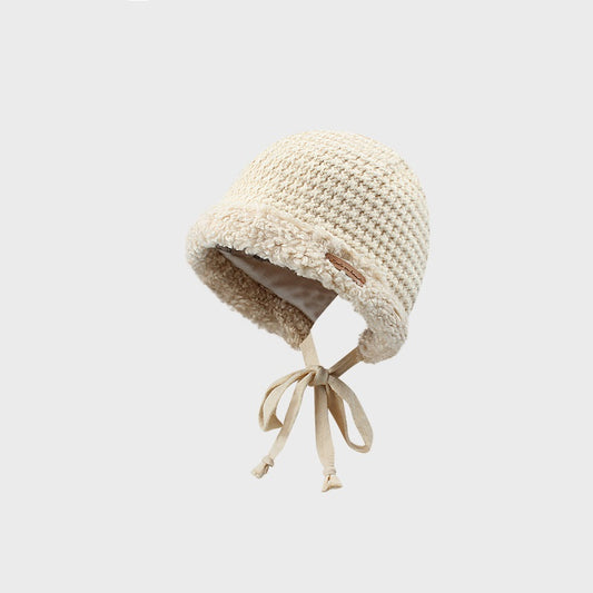 Cute Strap Plush Thickened Warm Knitting Wool Hat