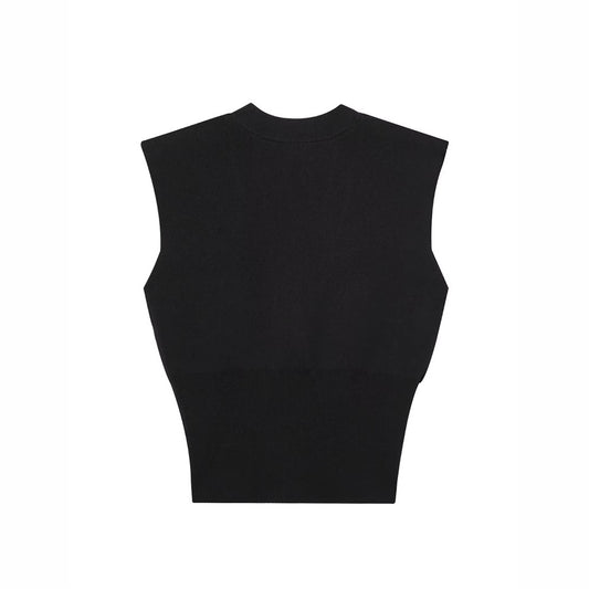 V-neck Knitted Vest Top With One Button