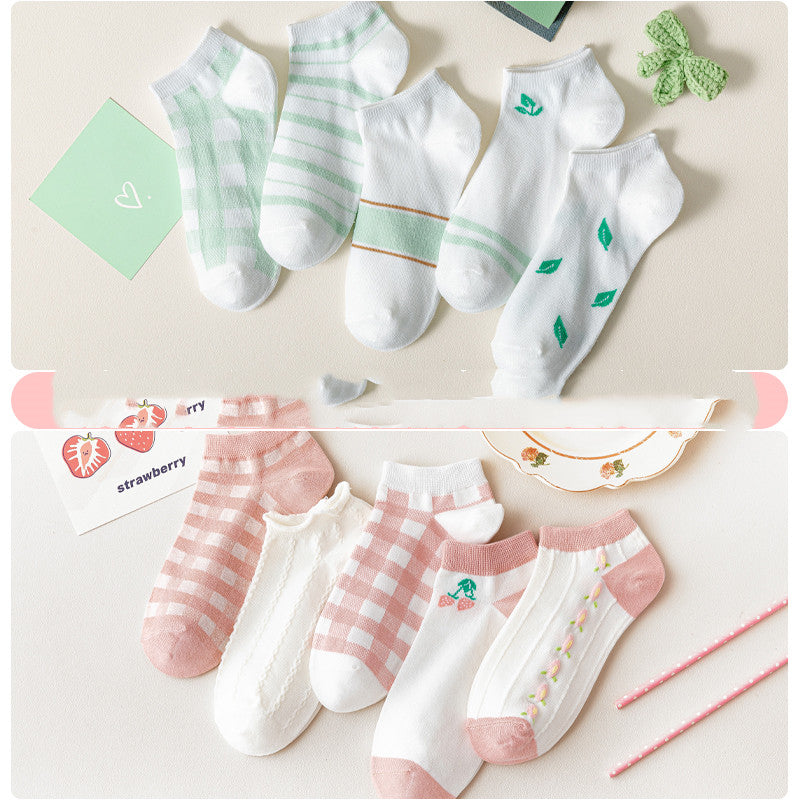 Ladies Cute Cotton Shallow Mouth Invisible Socks