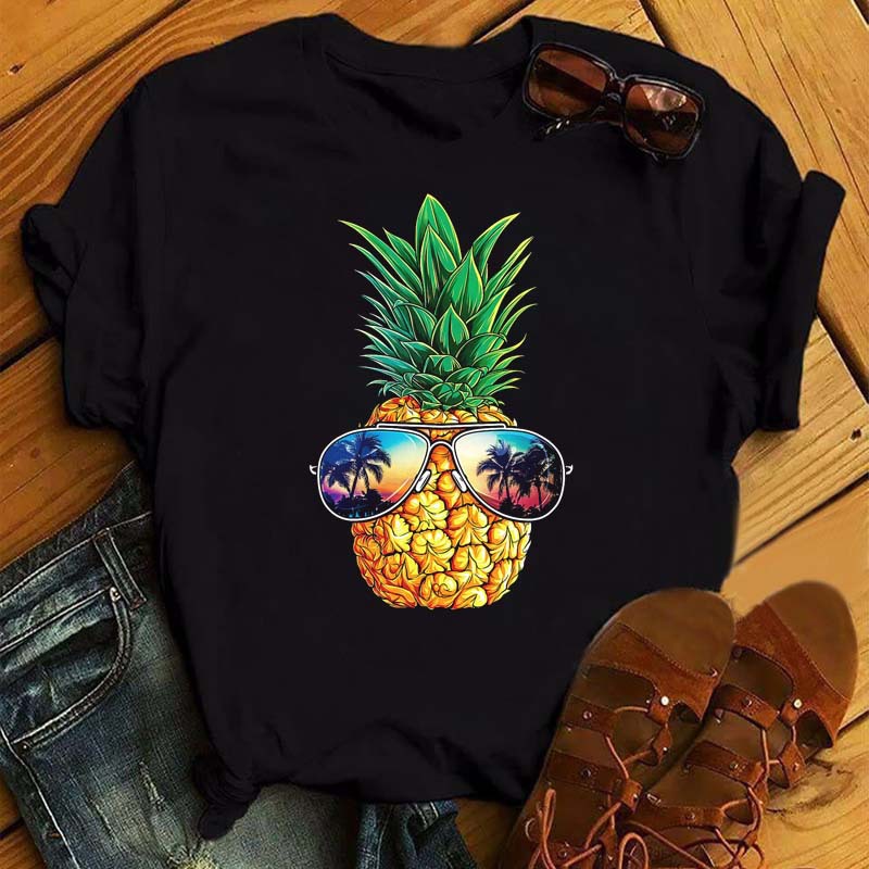 Dame T-shirt Mode Ananas Print Top