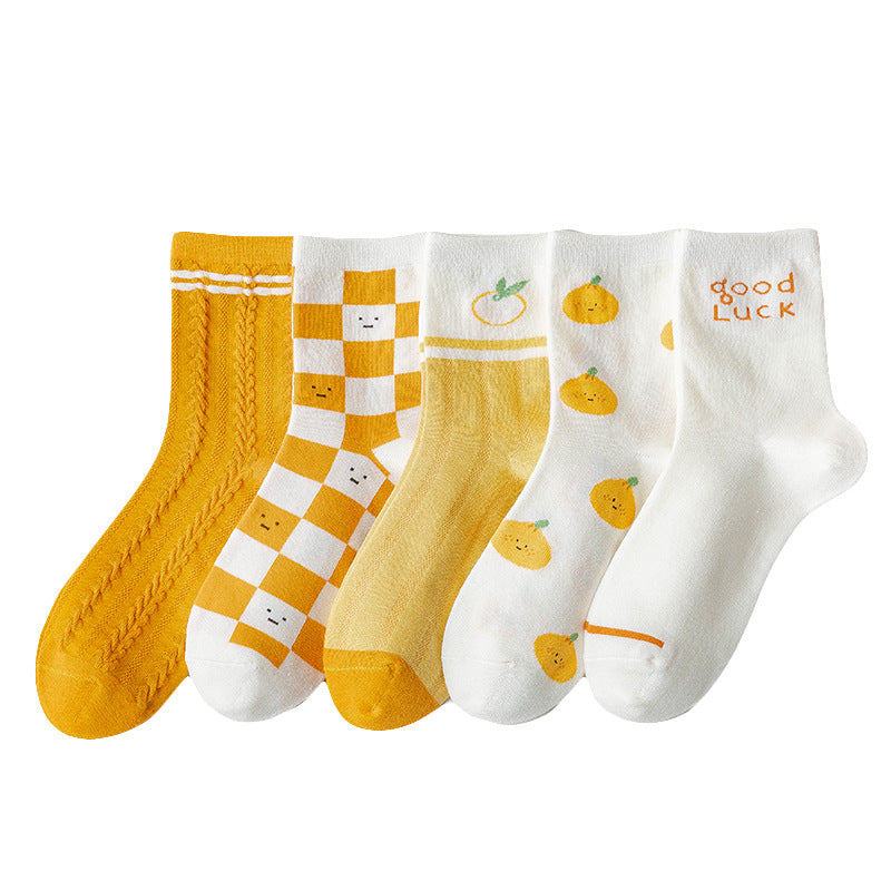Women's Medium Tube Japanese Ins Fruit Street Cotton Socks
