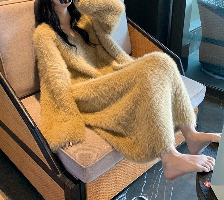 Socialite-style Soft Cuddly Sweater Dress For Women Autumn Winter