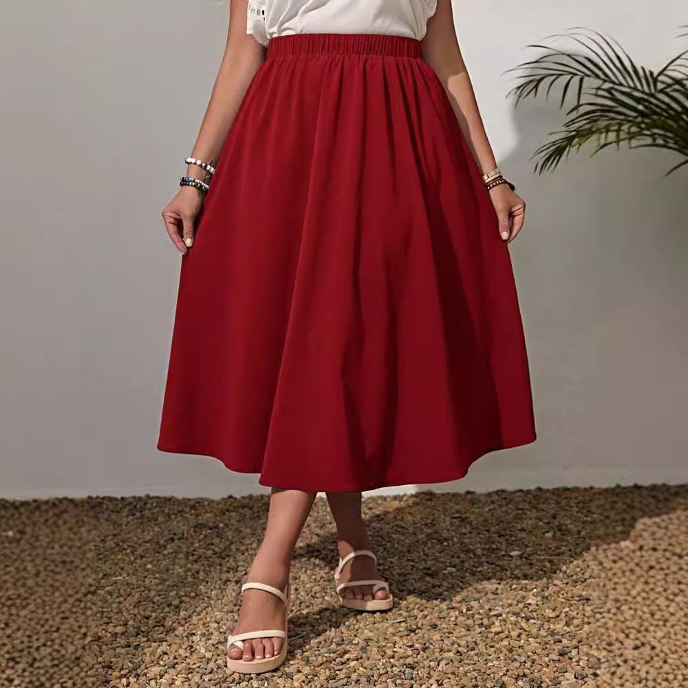 Spring Summer Women's Wear New Fashion Elastic Waist Plus Size Skirt Women