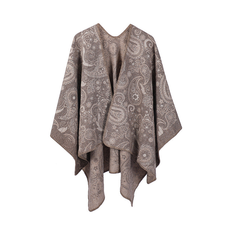 Women's Jacquard Paisley Wool Cross Shawl