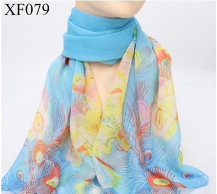 Spring And Autumn Print Chiffon Scarf Shawl