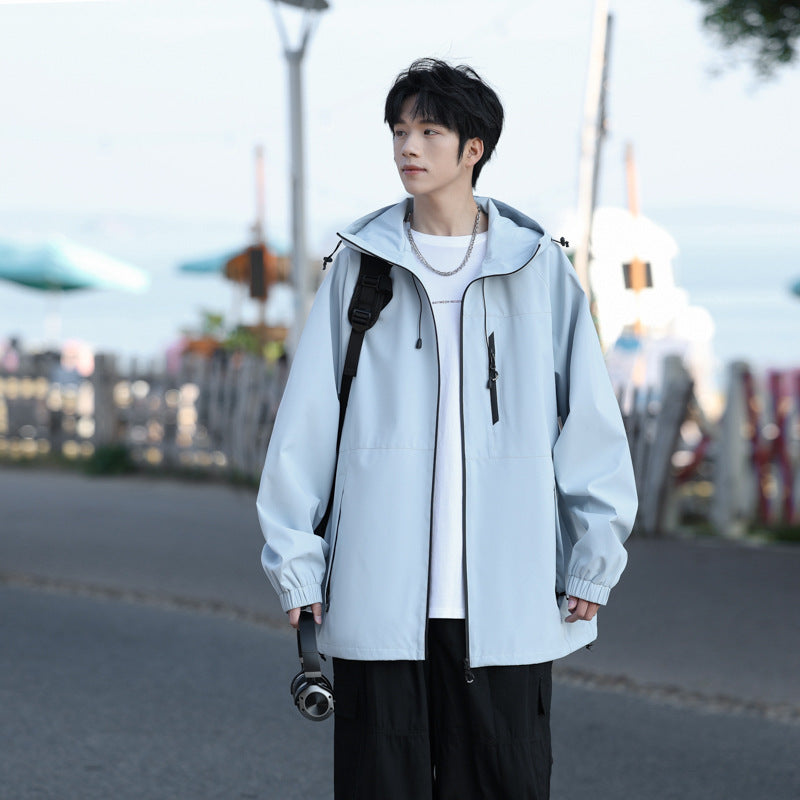 Men's New Casual Versatile Loose Sports Hooded Jacket