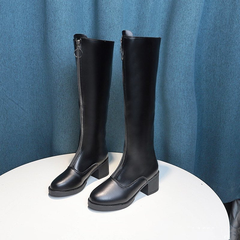 Fashion Long High Heel Beige Martin Boots