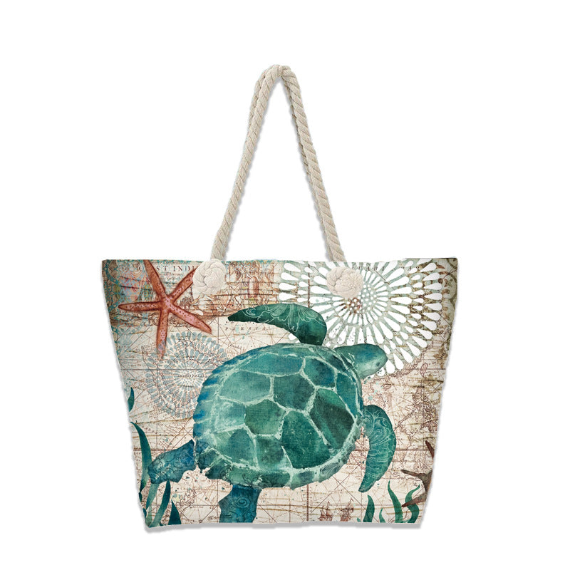 Printed Women's Beach Bag Large Capacity Handbag