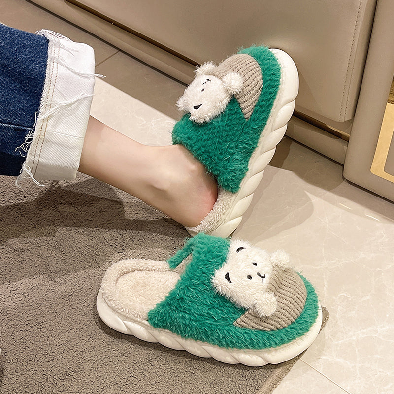 Female Cute Cartoon Baotou Indoor Woolen Cotton Slippers