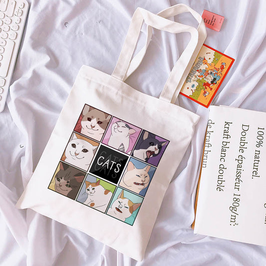Single Shoulder Bag Cat Painting Handbag Female Cartoon Casual