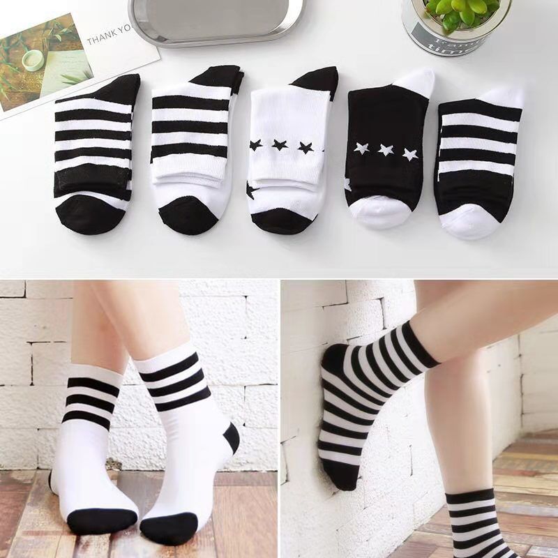 Autumn And Winter New Preppy Style Cotton Women's Socks Star Stripes