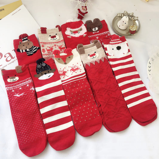 Creative Christmas Print Women's Cartoon Straight Socks