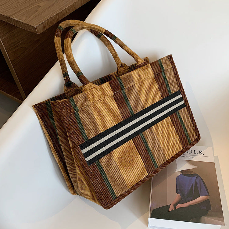 New Fashion Plaid Large Capacity Canvas Tote Bag