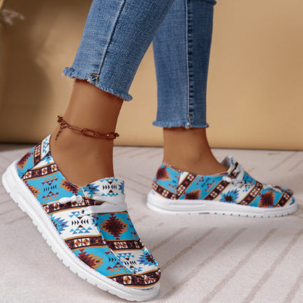 European And American Shallow Flat Bottom Low Top Lace-up Shoes