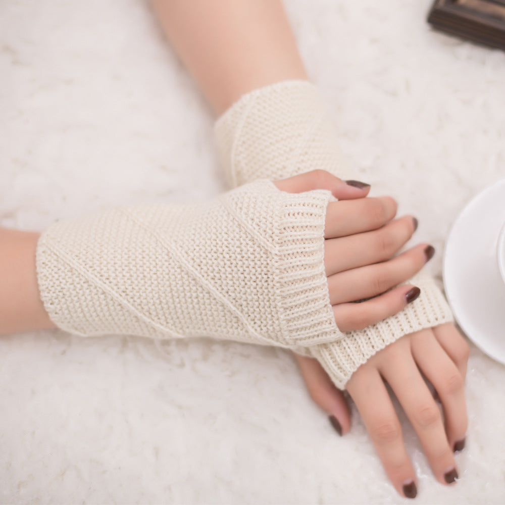 Colorful Warm Half Fingerless Gloves Knit