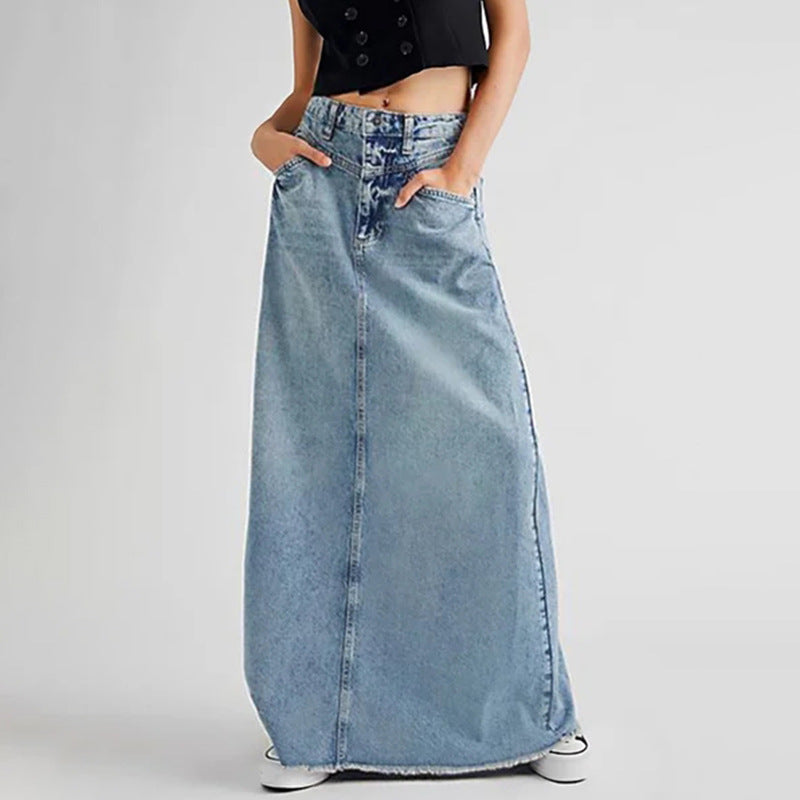 Retro Denim Half Skirt Women A Word High Waist Skinny