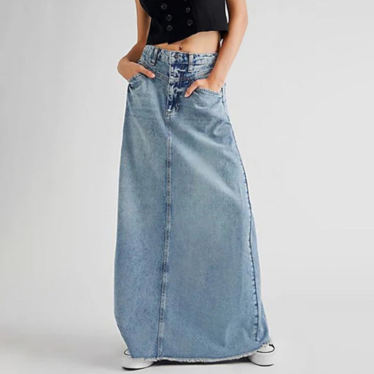 Retro Denim Half Skirt Women A Word High Waist Skinny
