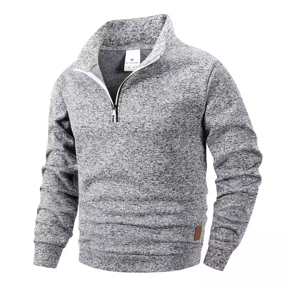 Men's Stand Collar Pullovers Slim Fit Warm Solid Colo