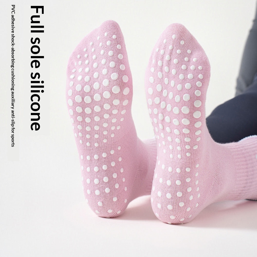 Sports Socks Yoga Mid Calf Socks Non Slip Silicone Ruffle Cotton Socks