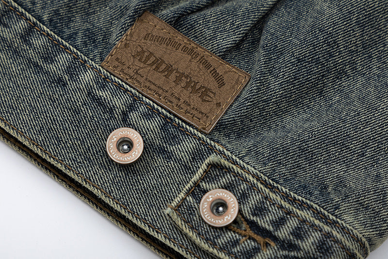 Washed And Worn Denim Jacket Men
