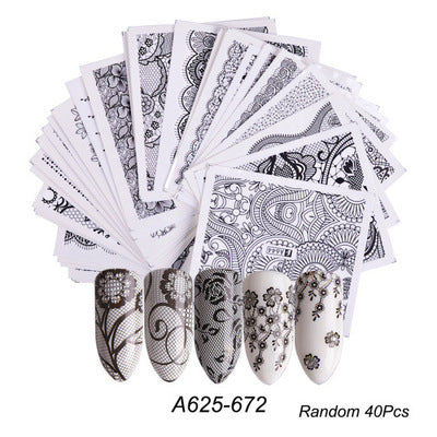 Nail Hot Watermark Stickers Suit Butterfly Fruit Lace Colorful Flowers Gold And Silver Gilding