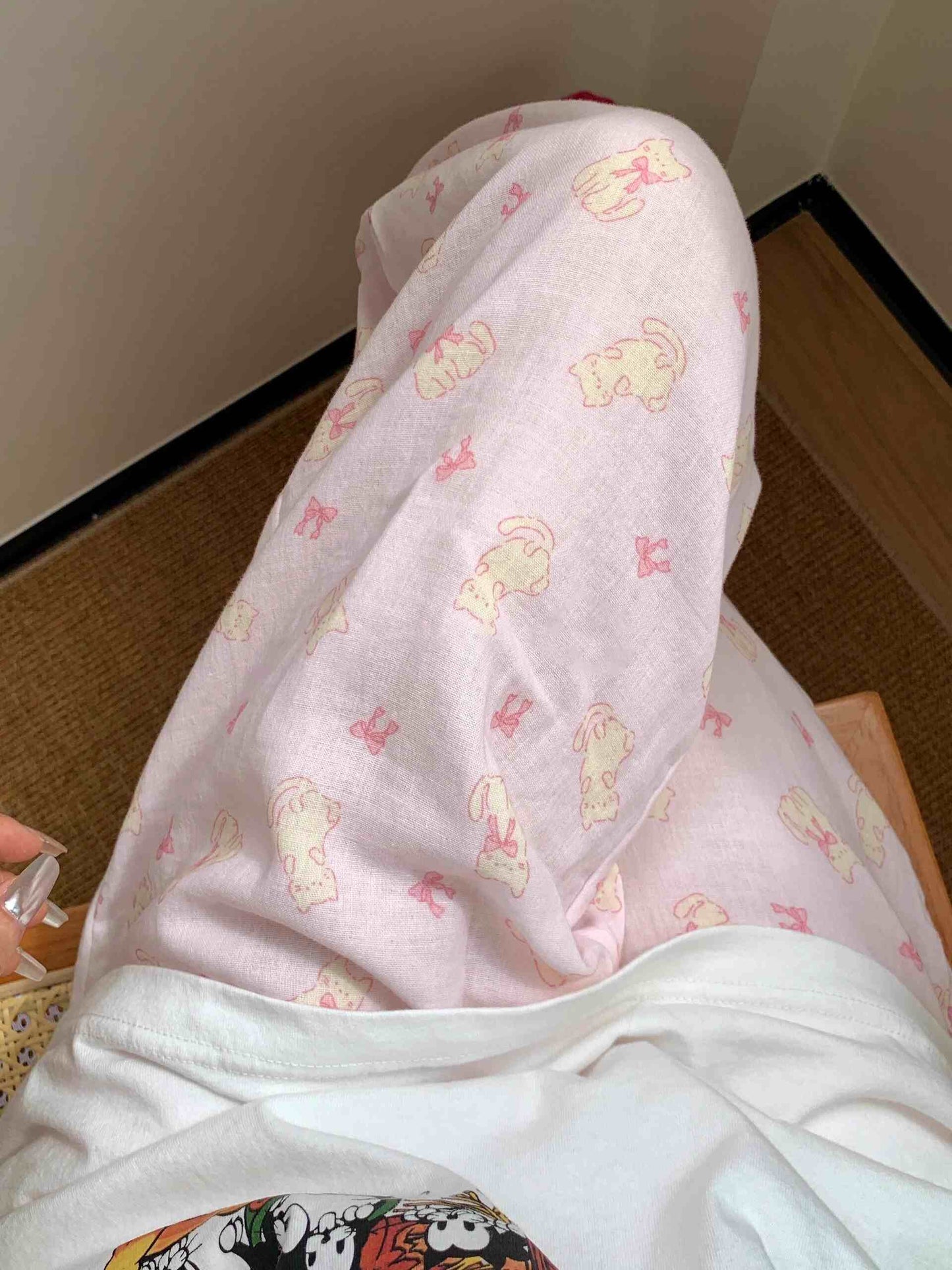 Cute Cat Print Pajama Pants Women's Plus Size Loose Casual Pants