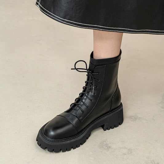 Thick-soled Martin Boots Women's British Style Was Thin And Short