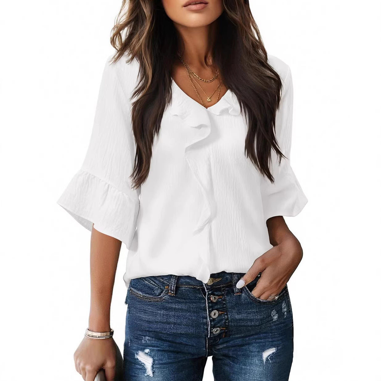 Stylish And Minimalist Womens Short Sleeve Top