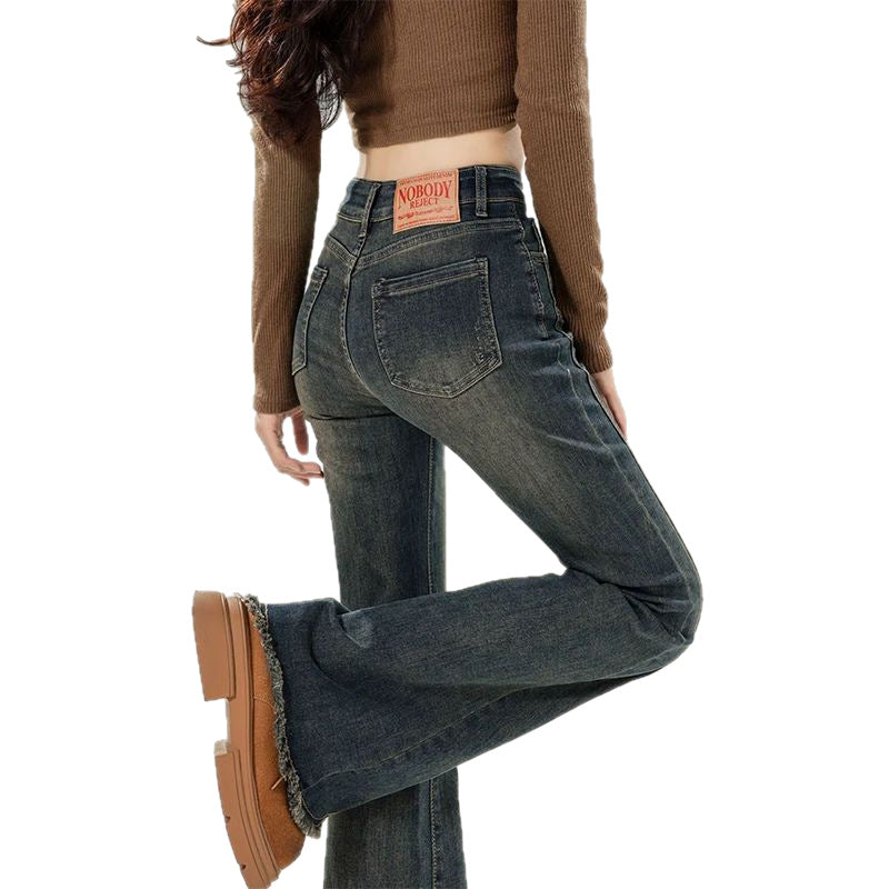 Flared Denim Jeans For Women Autumn Cement Gray