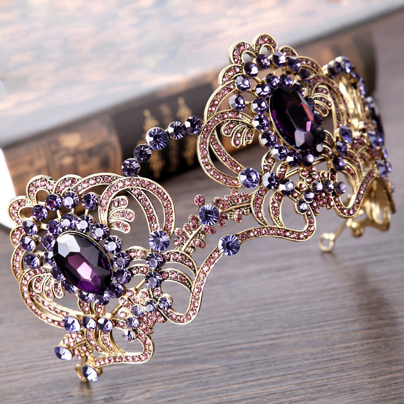 Fashion Women's Alloy Amethyst Crown Headband