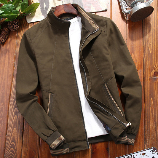 Men's Stand Collar Jacket Leisure Washed-out Coat
