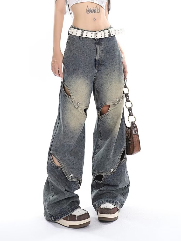 Fashion Retro Wide Leg Jeans For Women