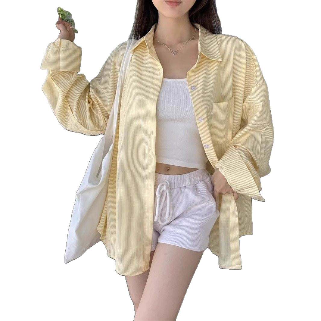 Striped Shirt Women's Casual Loose Shirt Coat