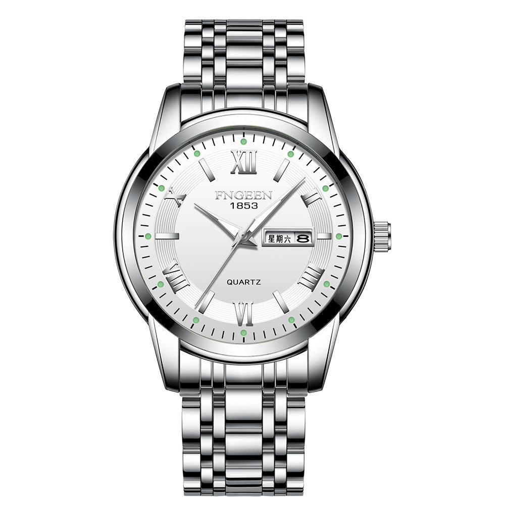 Men's Fashion Waterproof Calendar Week Luminous Quartz Watch