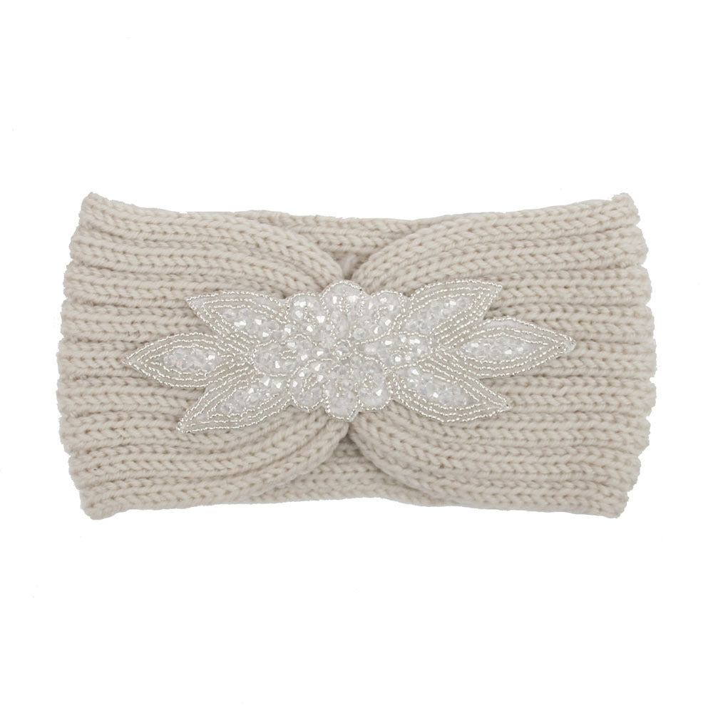 Hair Band With Hexagonal Diamond Sticking Knit Woolen Head