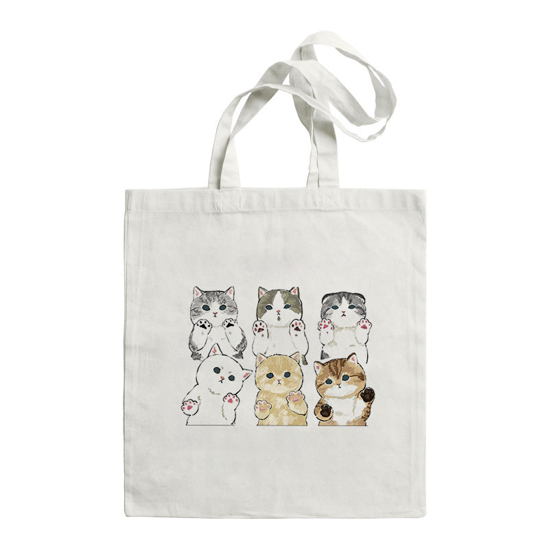 Shark Cat Printed Canvas Bag Shoulder