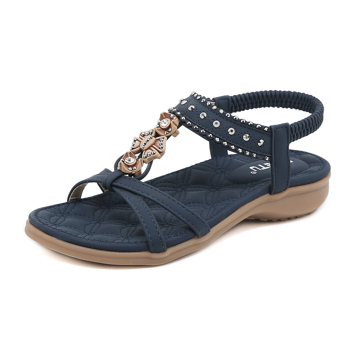 Bohemian Rhinestone Comfortable Round Toe Flat Shoes
