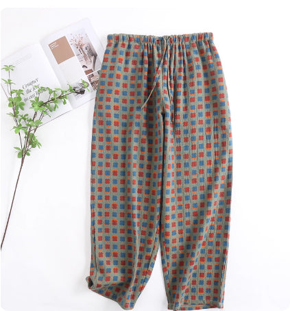 Spring And Autumn Purified Cotton Pajama Pants Large Size Home Thin Printing