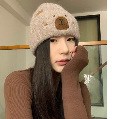 Capybara Bear Cartoon Knitted Beanie For FallWinter