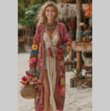 Elegant Long Flared Dress With Floral Print For Summer