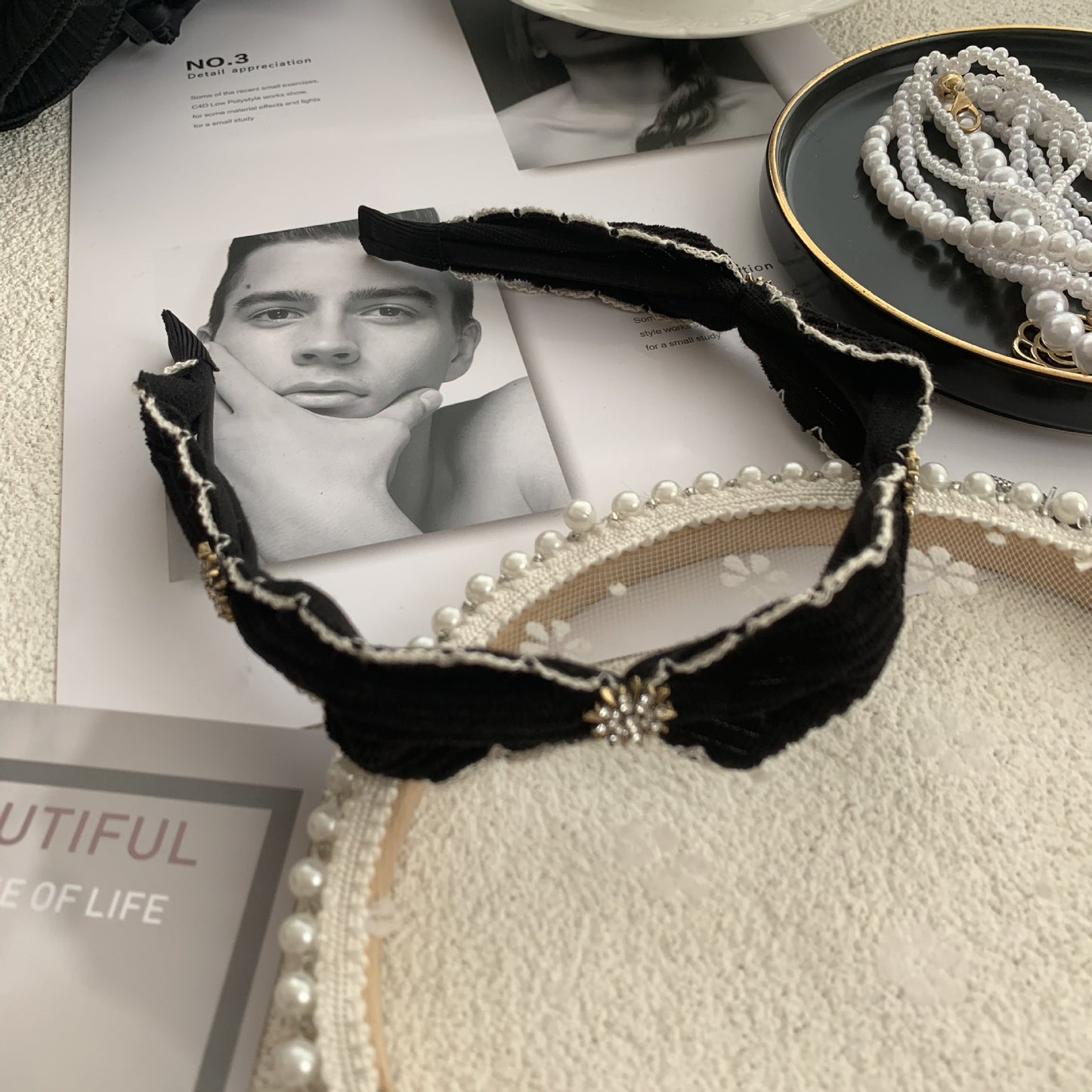 Exaggerated Wooden Ear Headdress Black Hair Hoop