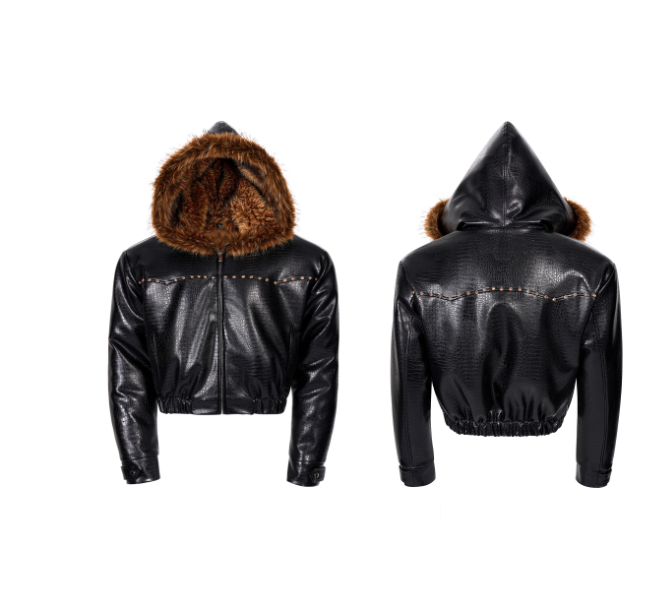 Mens Faux Fur Hooded Padded Jacket For Winter