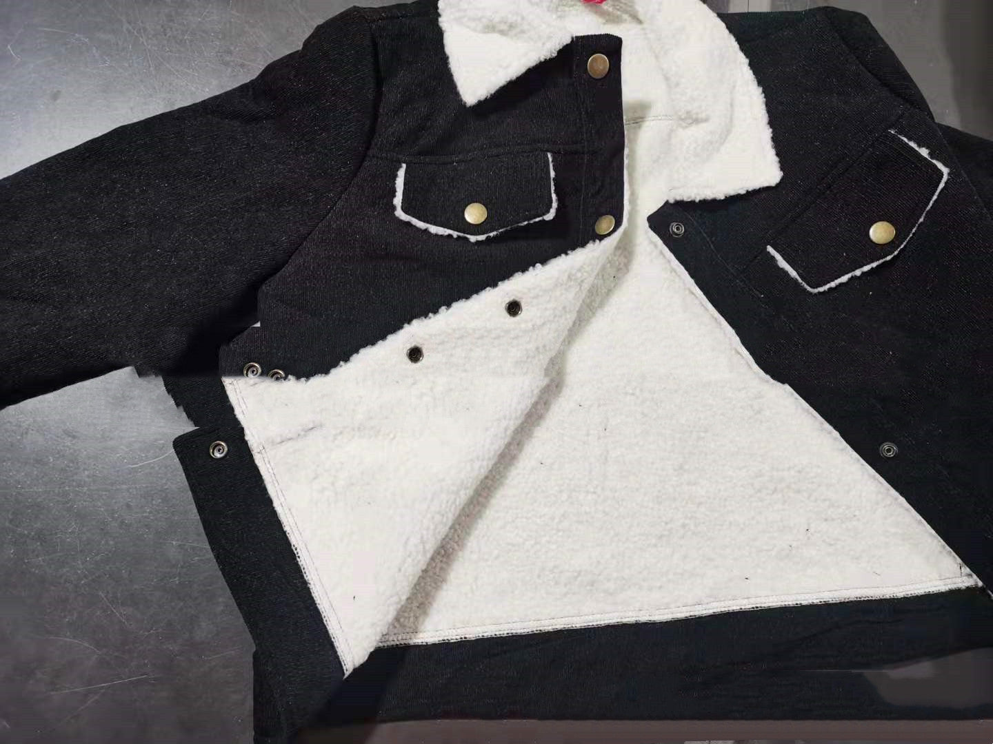 Ladies Wool Collar Lamb Wool Corduroy Stitching Jacket