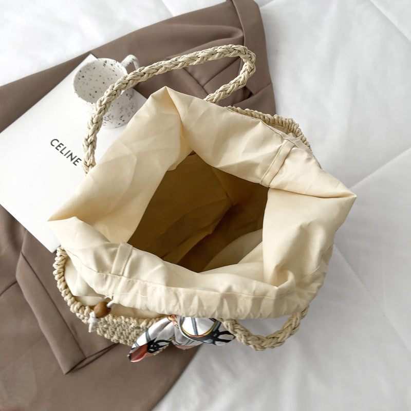 Fashionable All-match Simple Woven Bag Women's Contrast Color Stripes