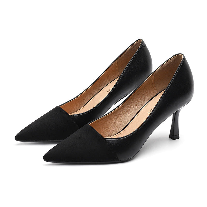 Women's Color Blocking Thin Heel Pointed High Heel Shoes