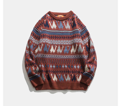 Japanese Trend Knitted Sweater Ethnic Style Couple Wear