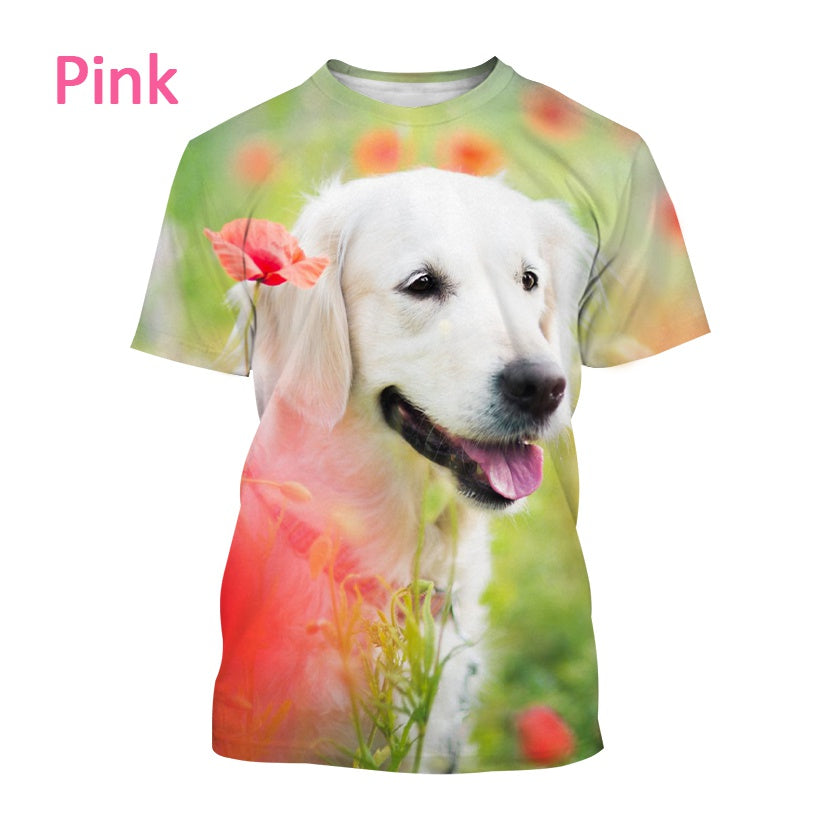 Mænds og kvinders afslappede Golden Retriever 3D-print T-shirt Mode kortærmet