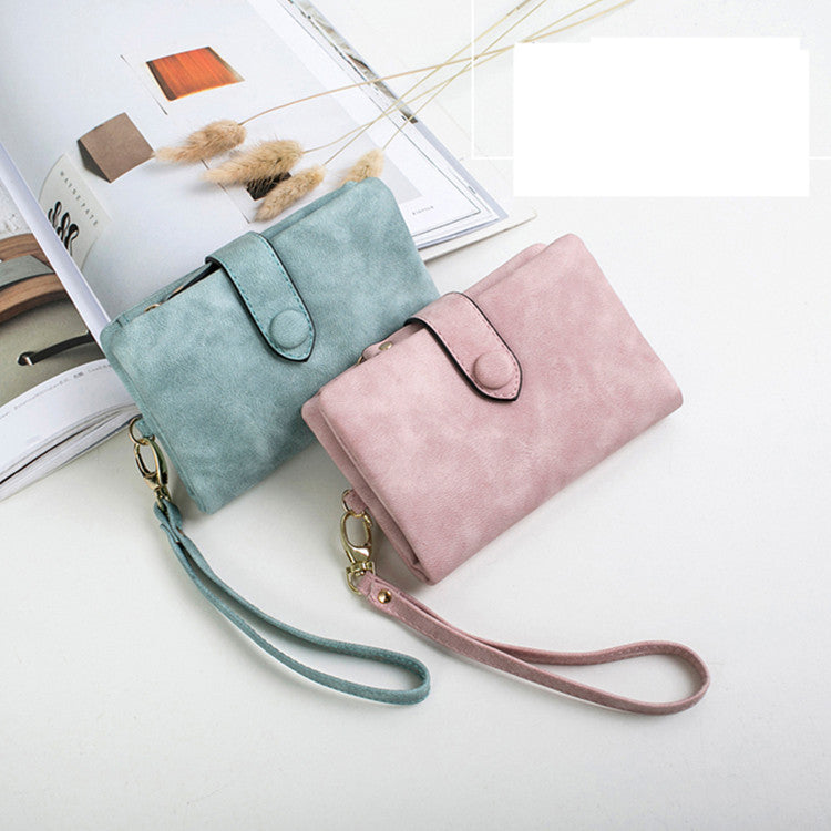 Factory Direct Frosted Purse Female Short Section Korean Student Cute  More Card Lady Wallet Female