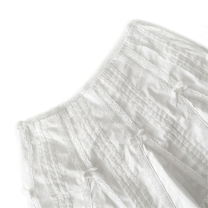 Sweet Girl White Lace Design High Waist Skirt