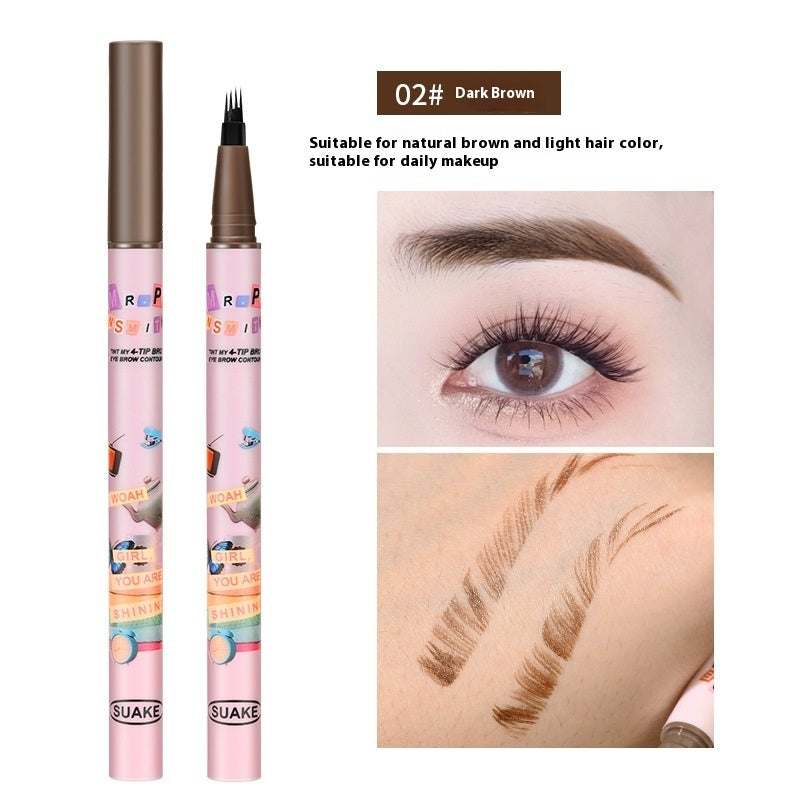 Semi-permanent Four-fork Liquid Water Eyebrow Pencil Waterproof